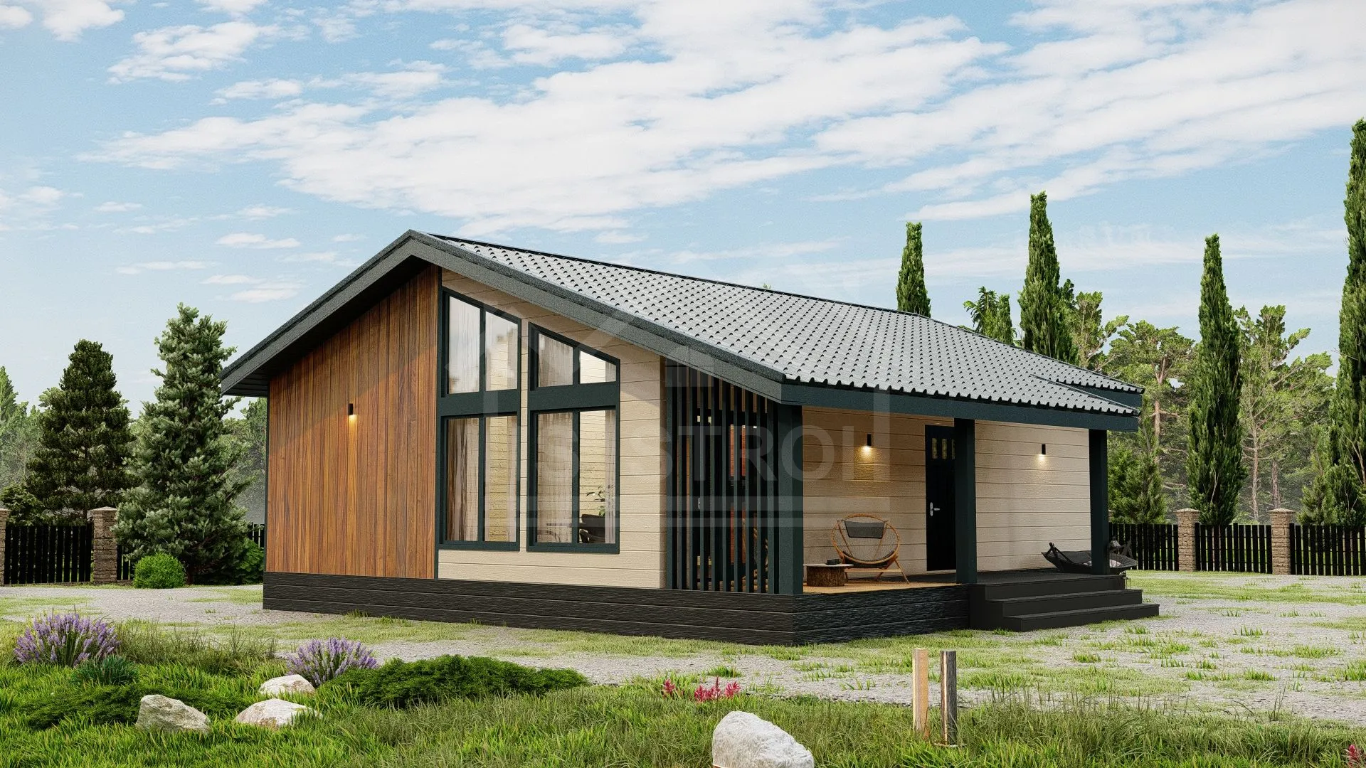 Каркасный дом «Енисей» 108 м² — проект под ключ