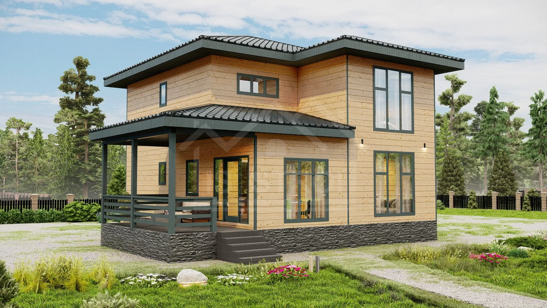 Каркасный дом «Эталон » 187 м² — проект под ключ