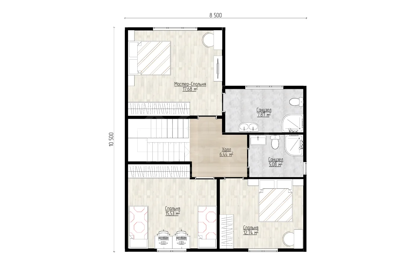 План 2-го этажа каркасный дом «Эталон » 187 м²