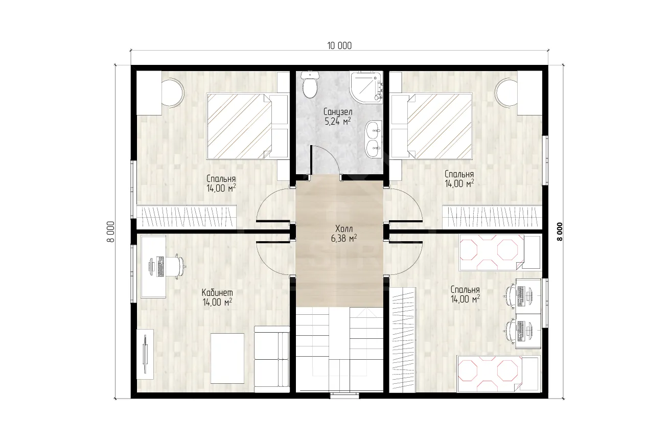 План 2-го этажа каркасный дом «Фортуна» 177 м²