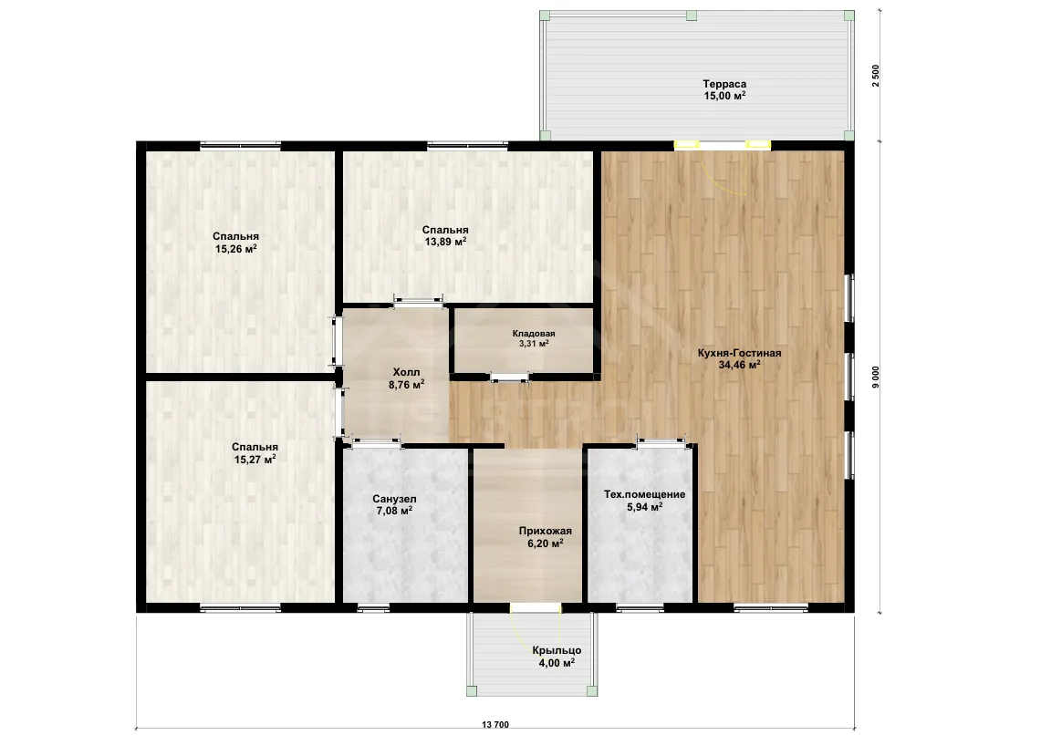 План дома каркасный дом «Комфорт» 142 м²