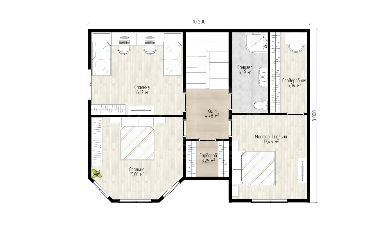 План 2-го этажа каркасный дом «Сказка-2» 180 м²