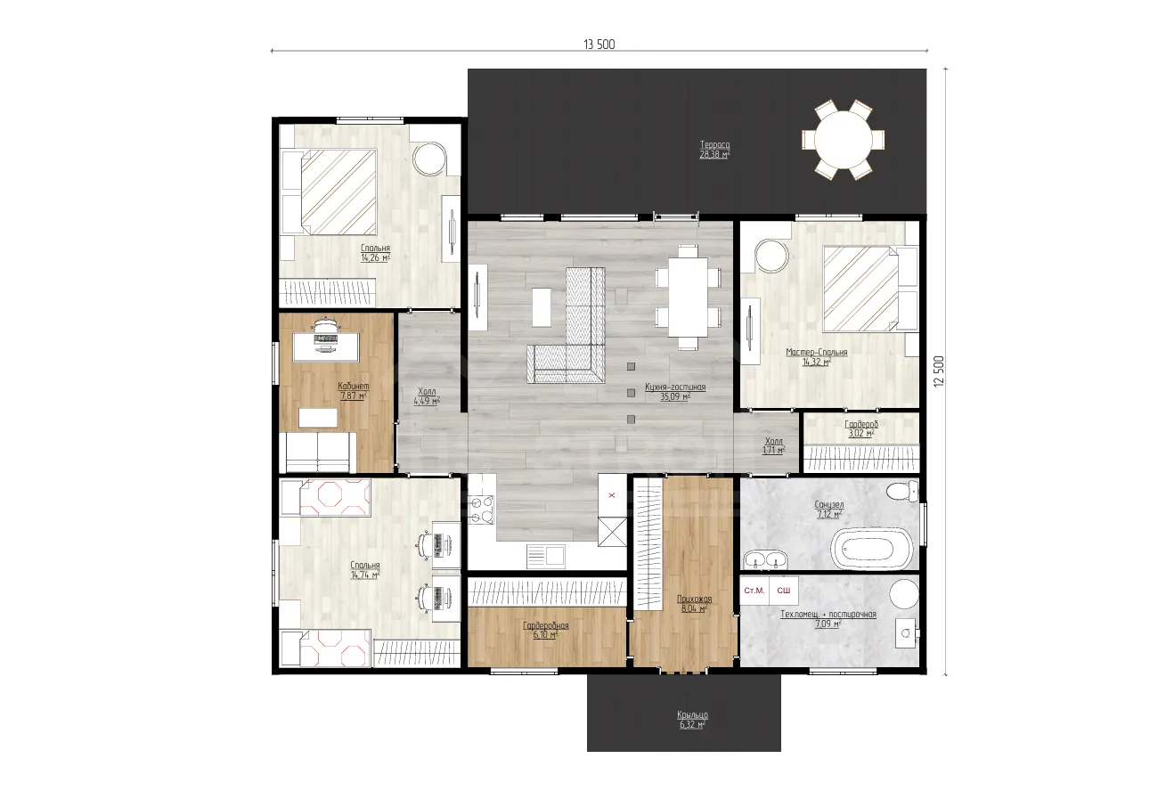 План дома каркасный дом «Смит» 171 м²