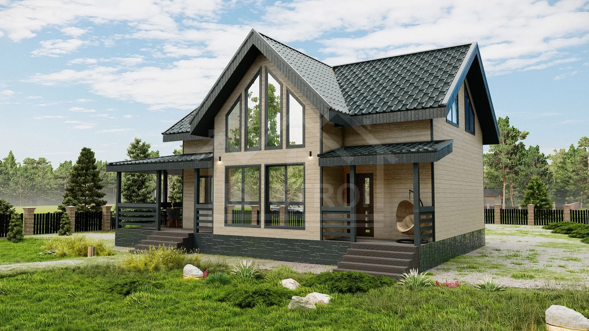 Каркасный дом «Вдохновение» 220 м² — проект под ключ