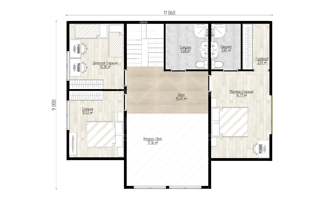План 2-го этажа каркасный дом «Либер» 246 м²