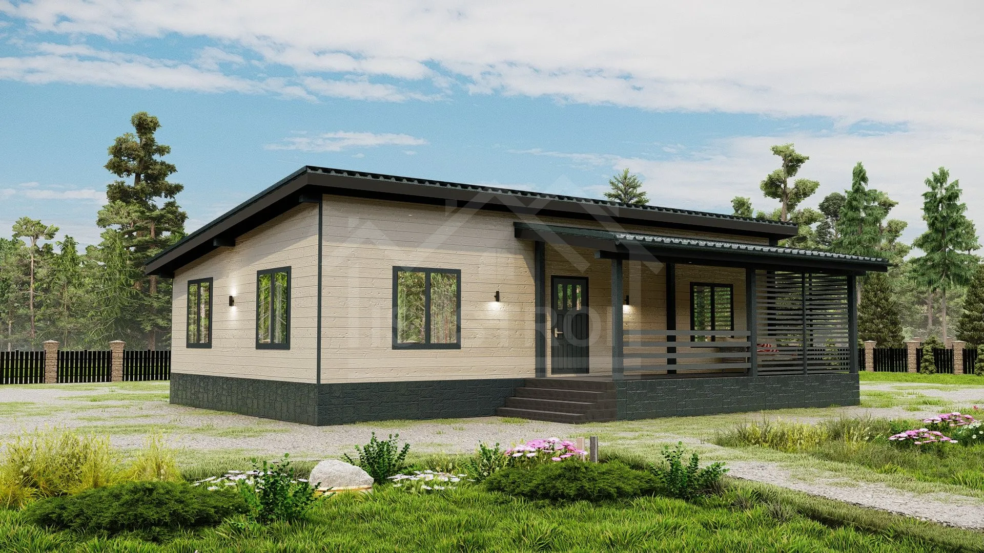 Каркасный дом «Афон» 124 м² — проект под ключ
