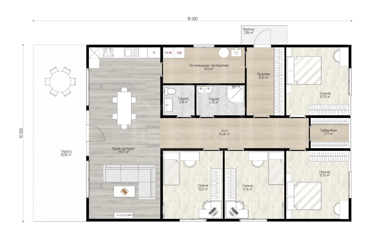 План дома каркасный дом «Гермес» 180 м²