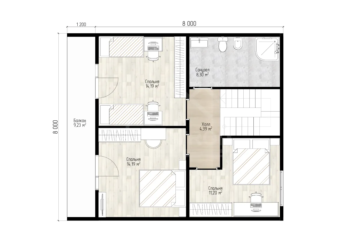 План 2-го этажа каркасный дом «Барнхаус Лайф» 160 м²
